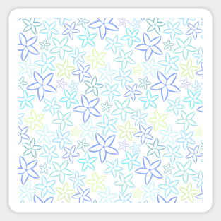 Blue Outline Floral Pattern Sticker